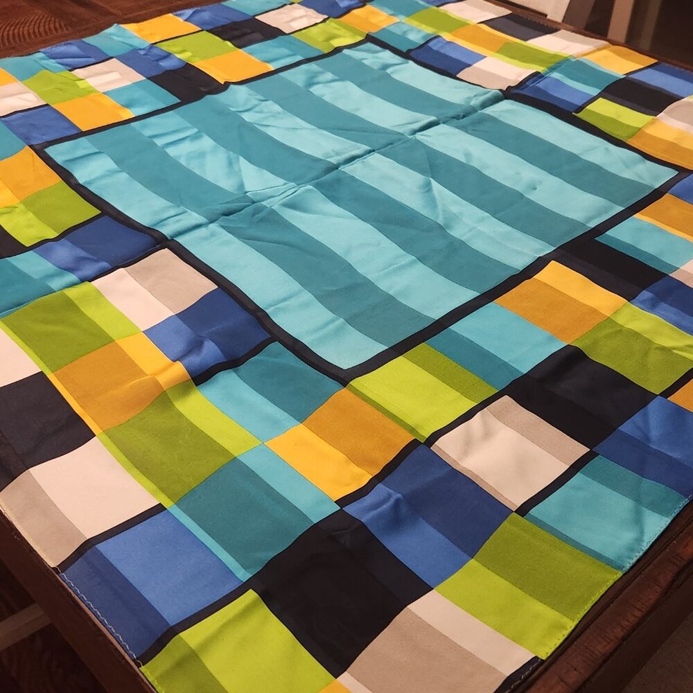 Vintage Silk Neck Scarf with Abstract Geometric Design by Liz Claiborne | 34x34